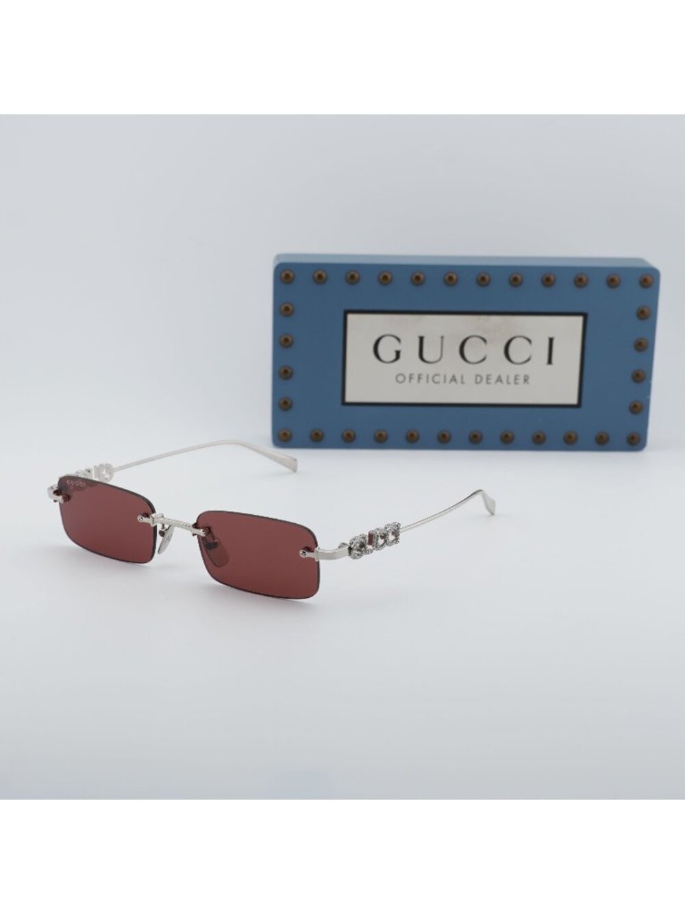 Gucci GG1808S 004 Rectangle Sunglasses - Silver/Violet
